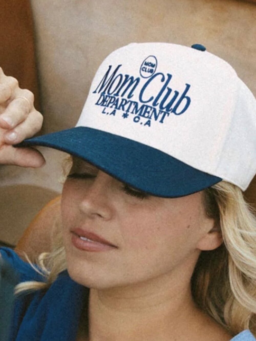 NWT Slyfox Threads Mom Club Department Trucker Hat Navy Tan Adjustable Snapback - Picture 4 of 10